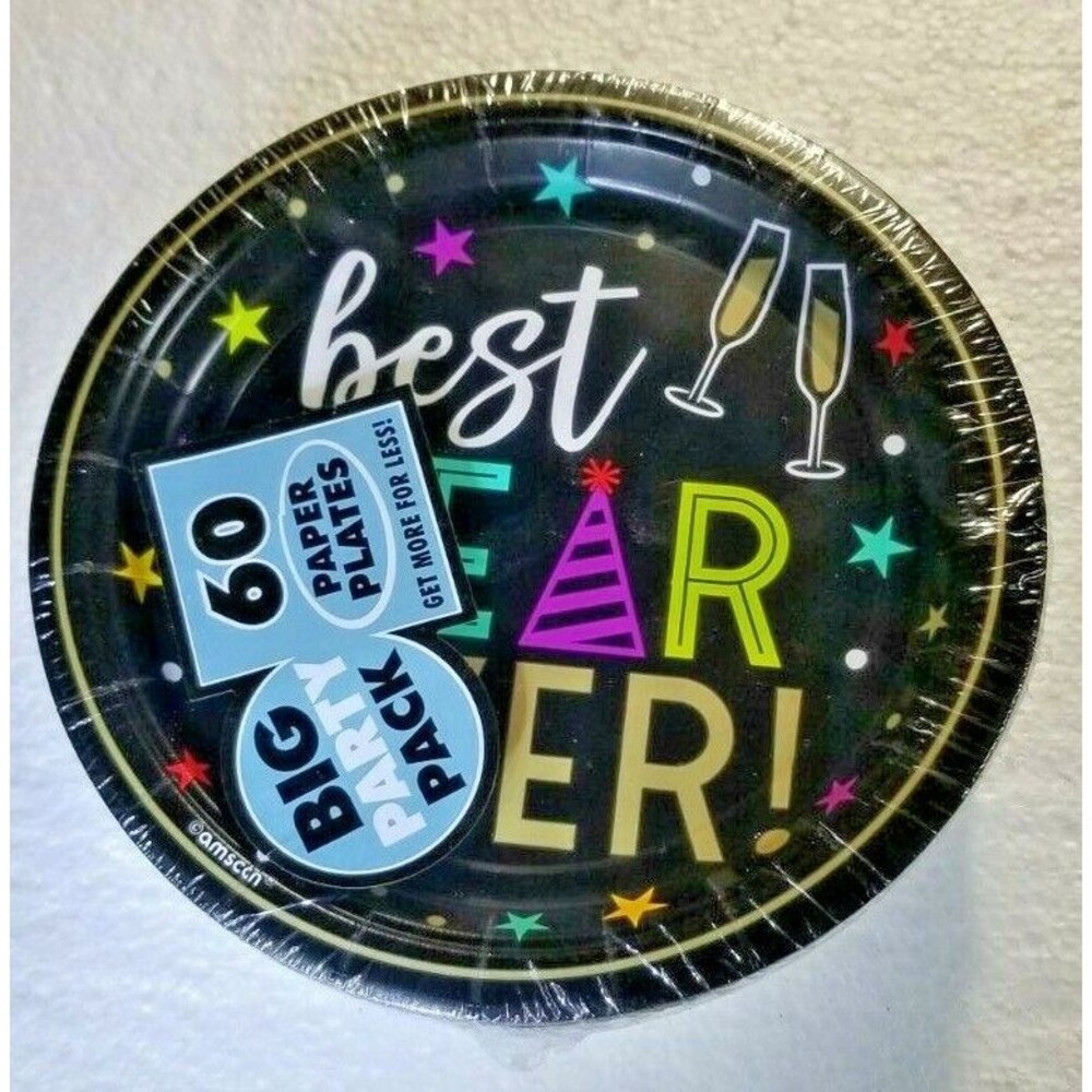Party Plates 60 Count BEST YEAR EVER Birthday Engagement Anniversary Baby  NY+